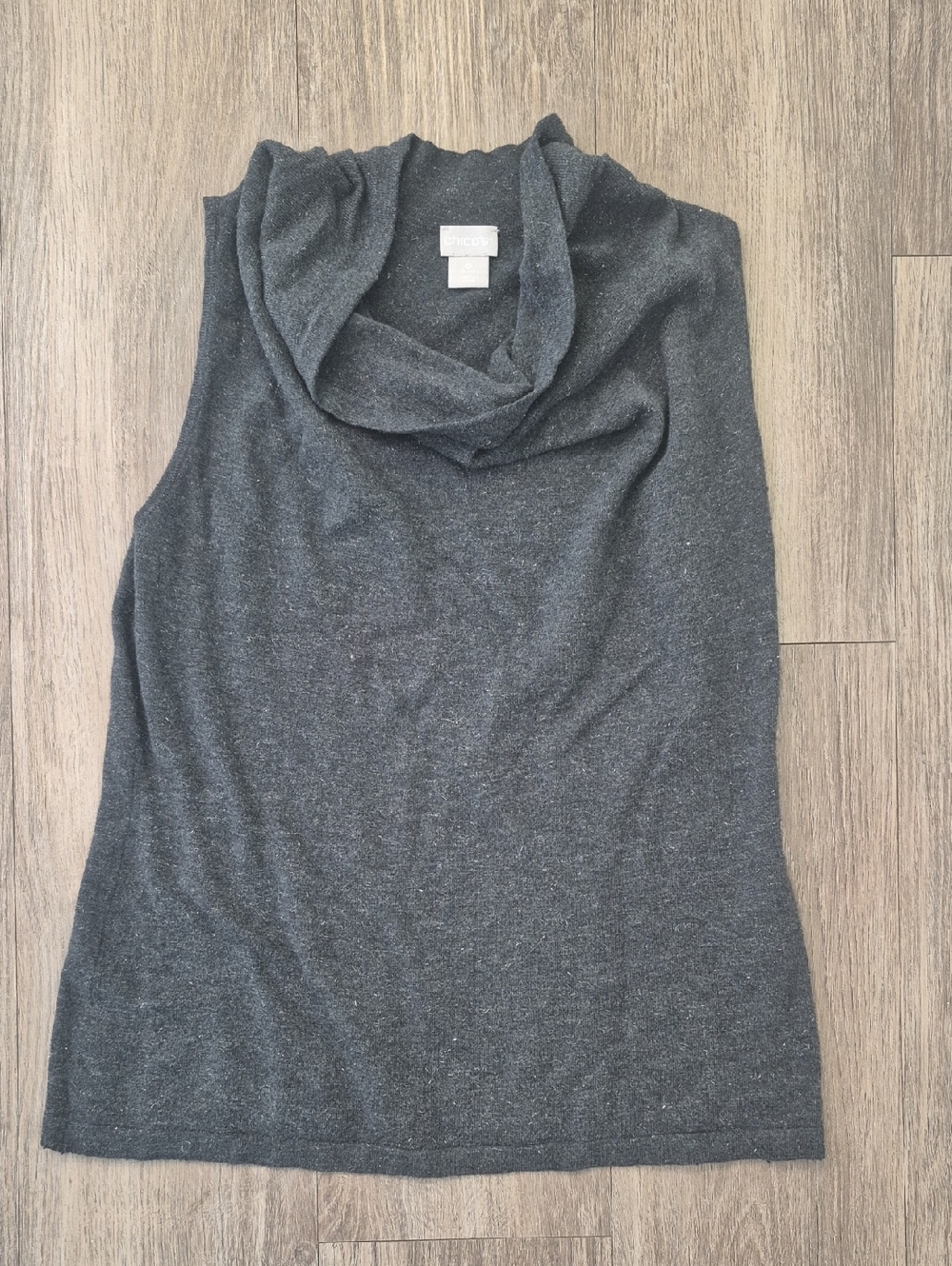 Chico's Sleeveless Cowl Neck Sweater - Charcoal Gray